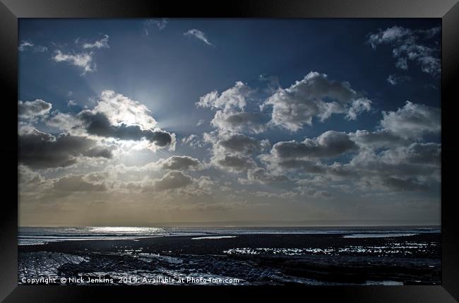 Morning Sky over Llantwit Major Beach Framed Print by Nick Jenkins