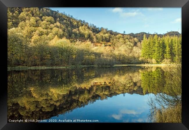 Yew Tree Tarn reflections Coniston Lake District Framed Print by Nick Jenkins