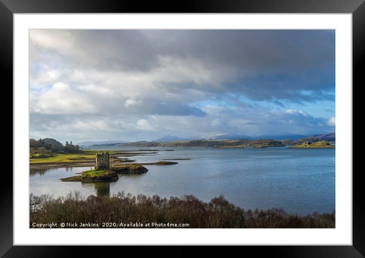 Castle Stalker and Loch Laich Scottish Highlands Framed Mounted Print by Nick Jenkins