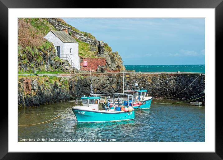 Porthgain Harbour north Pembrokeshire coast Wales Framed Mounted Print by Nick Jenkins