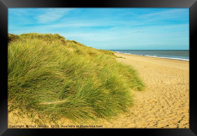 Winterton Beach and Sand Dunes Norfolk Coast Framed Print by Nick Jenkins