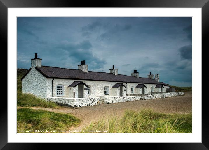 Pilot Cottage Row Llanddwyn Island Anglesey Framed Mounted Print by Nick Jenkins