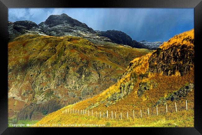 Harrison Stickle from Below Side Pike Lakeland  Framed Print by Nick Jenkins