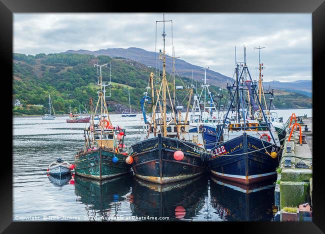 Fishing Boats Moored up Ullapool Harbour Scotland Framed Print by Nick Jenkins