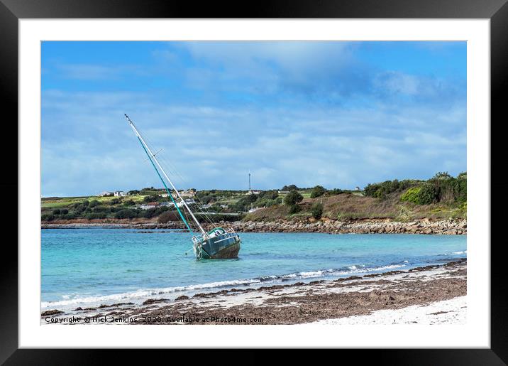 Yacht Leaning at Porthmellon Beach Isles of Scilly Framed Mounted Print by Nick Jenkins