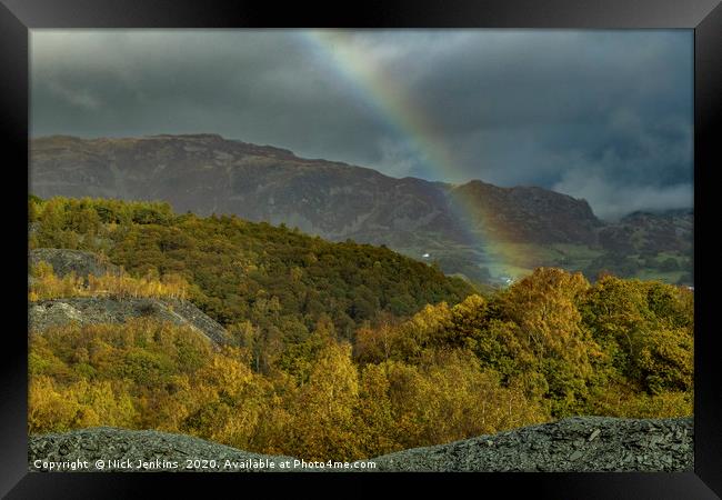 Rainbow Hodge Close Quarry Lake District Cumbria Framed Print by Nick Jenkins