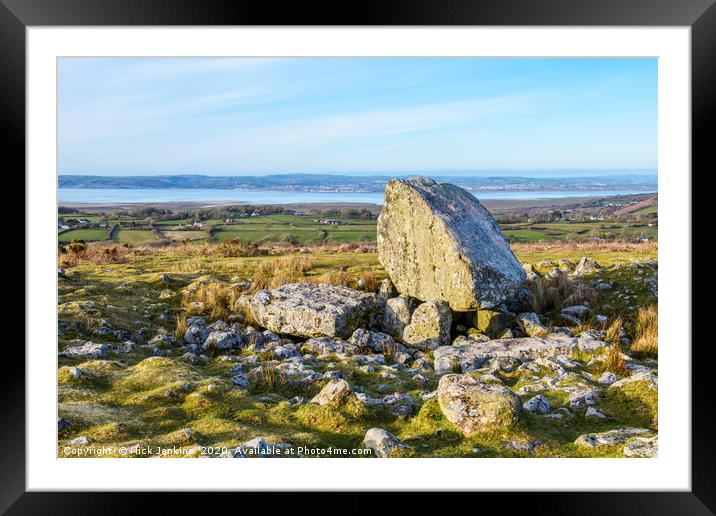 Arthurs Stone Cefn Bryn Ridge winter evening Gower Framed Mounted Print by Nick Jenkins