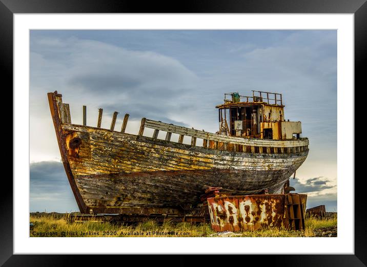 Abandoned Fishing Boat Akranes Iceland Framed Mounted Print by Nick Jenkins