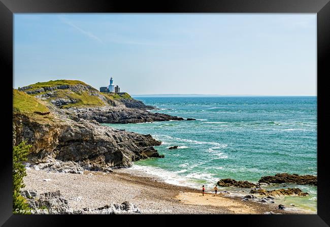 Bracelet Bay and the Mumbles Lighthouse Gower Framed Print by Nick Jenkins