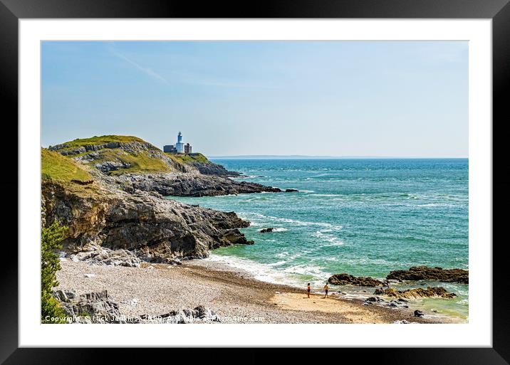 Bracelet Bay and the Mumbles Lighthouse Gower Framed Mounted Print by Nick Jenkins