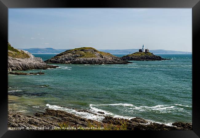Mumbles Lighthouse and Bracelet Bay Gower Framed Print by Nick Jenkins