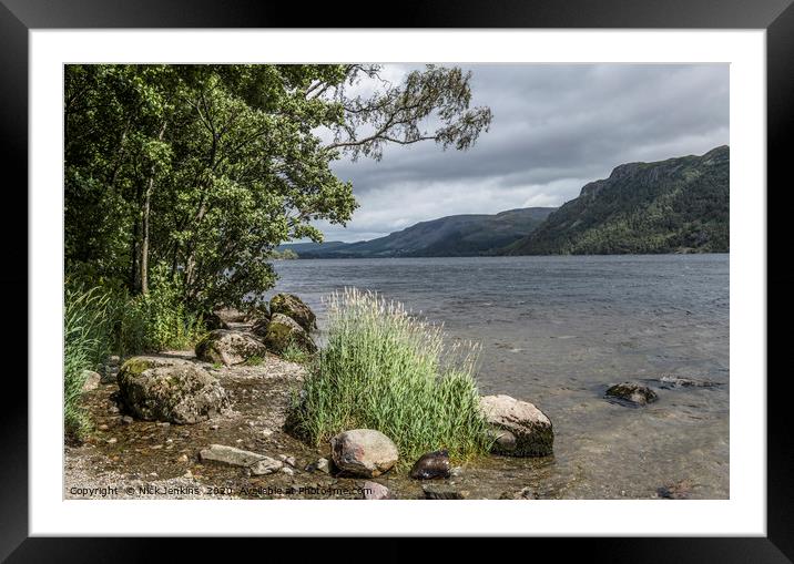 The Shoreline of Ullswater in the Summertime Framed Mounted Print by Nick Jenkins