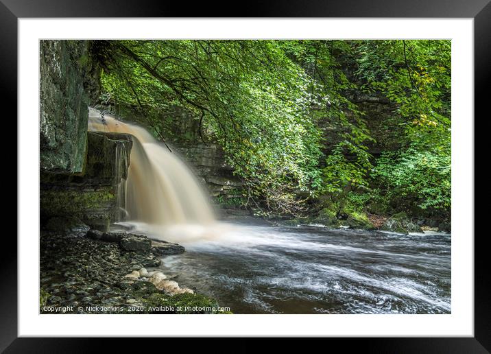 West Burton Waterfall Yorkshire Dales Sideways on Framed Mounted Print by Nick Jenkins