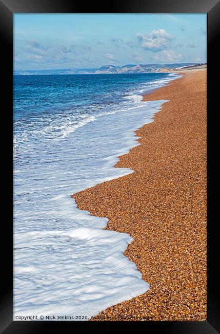 Chesil Beach at West Bexington on the Dorset coast Framed Print by Nick Jenkins