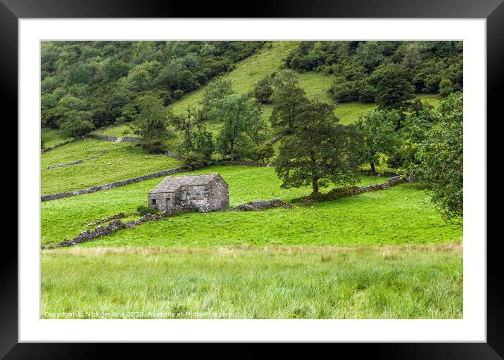 Dales Barn in Upper Wharfedale in September Framed Mounted Print by Nick Jenkins