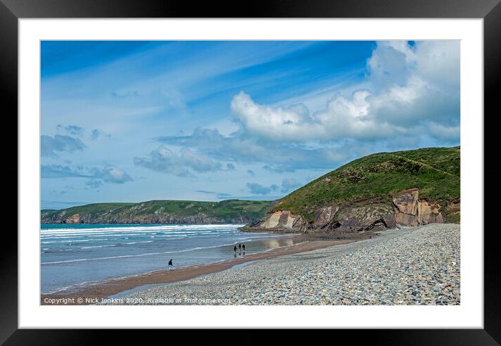 Looking north along Newgale Beach Pembrokeshire Framed Mounted Print by Nick Jenkins