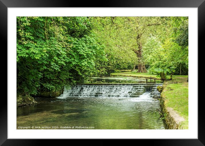 River Eye running through Lower Slaughter Cotswold Framed Mounted Print by Nick Jenkins