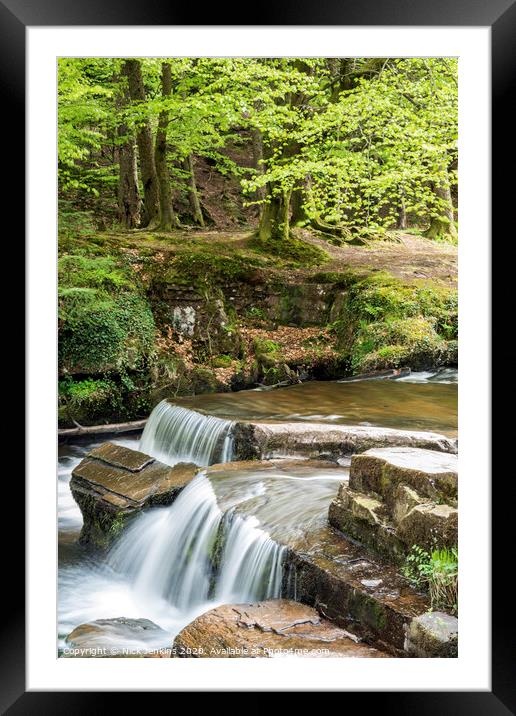 Waterfall on the Taff Fechan River Central Brecon  Framed Mounted Print by Nick Jenkins