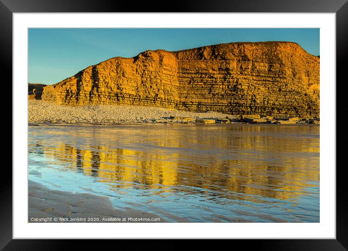 Limestone Cliffs Dunraven Bay in the Evening Framed Mounted Print by Nick Jenkins
