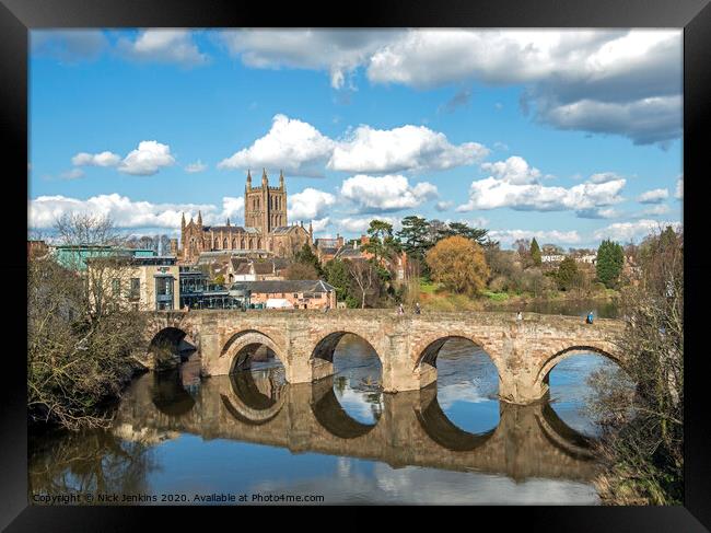 Hereford Cathedral and St. Martin's Street Bridge  Framed Print by Nick Jenkins