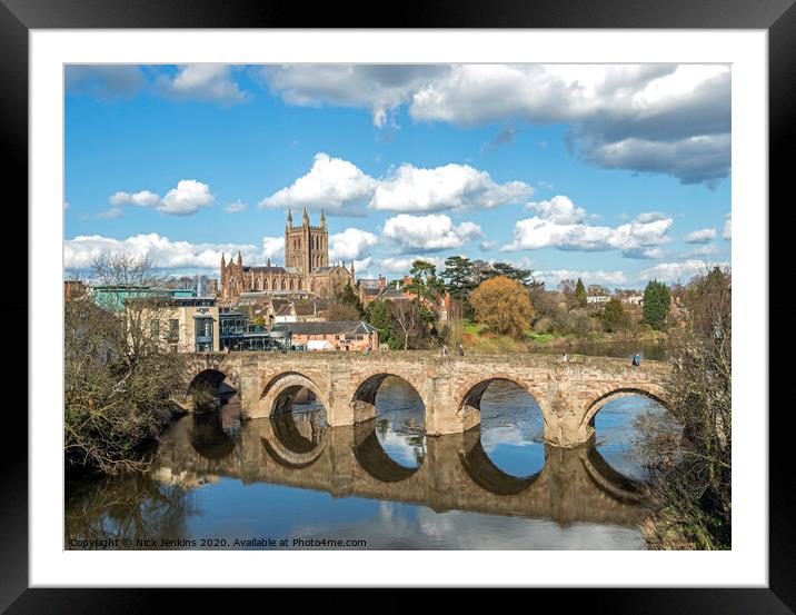 Hereford Cathedral and St. Martin's Street Bridge  Framed Mounted Print by Nick Jenkins