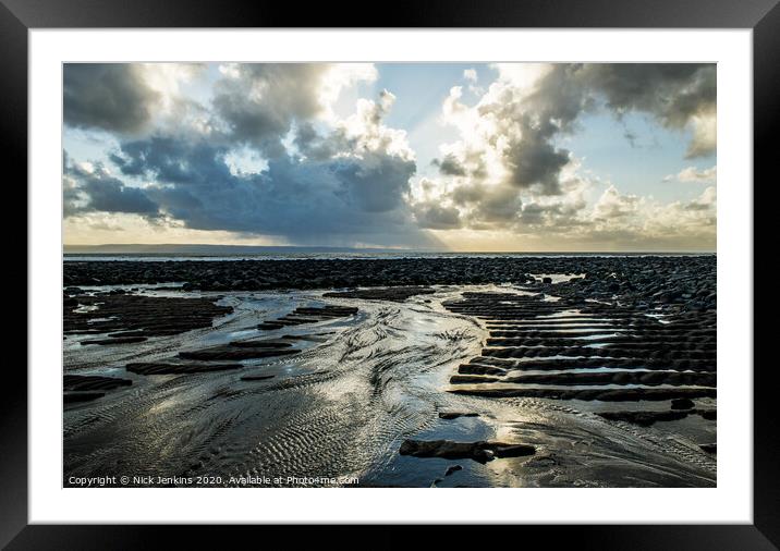 Sunlight on the sand Llantwit Major Beach  Framed Mounted Print by Nick Jenkins