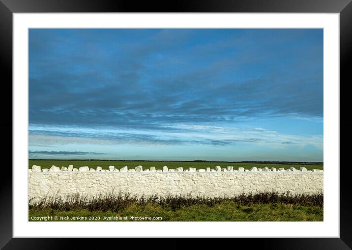 White Wall and Blue Sky at Nash Point south Wales Framed Mounted Print by Nick Jenkins
