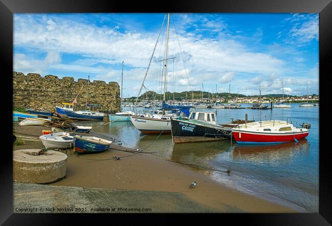 The River Conwy with Moored Boats North Wales Framed Print by Nick Jenkins