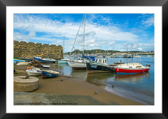 The River Conwy with Moored Boats North Wales Framed Mounted Print by Nick Jenkins