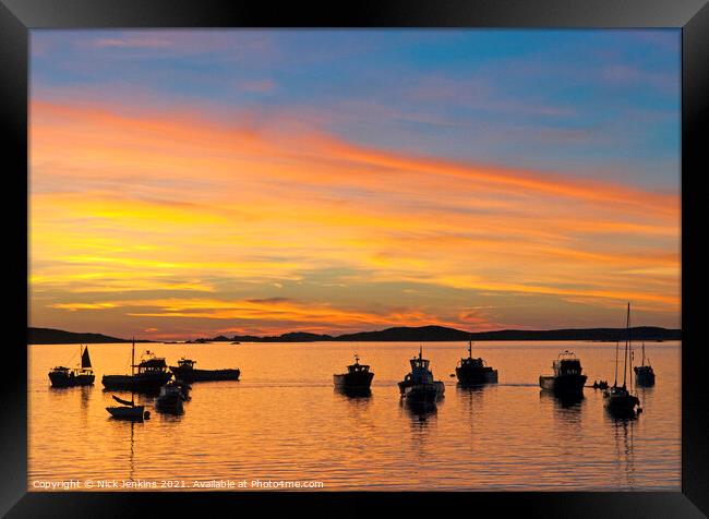 Sunset Isles of Scilly seen from Hugh Town St Mary Framed Print by Nick Jenkins