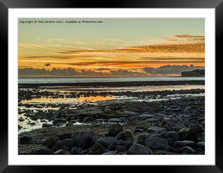 Llantwit Major Beach Sunset Glamorgan Heritage Coa Framed Mounted Print by Nick Jenkins