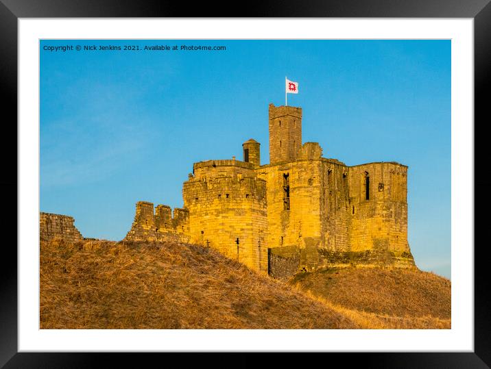Warkworth Castle from Amble Harbour Northumberland Framed Mounted Print by Nick Jenkins