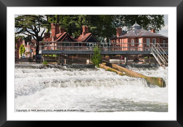 Marlow and The Weir on the River Thames Oxfordshire Framed Mounted Print by Nick Jenkins
