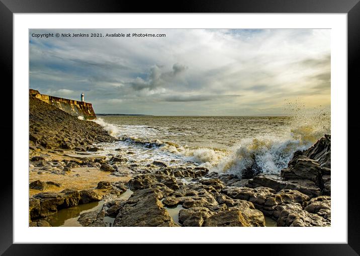 Porthcawl Beach Coastline and Pier South Wales Framed Mounted Print by Nick Jenkins