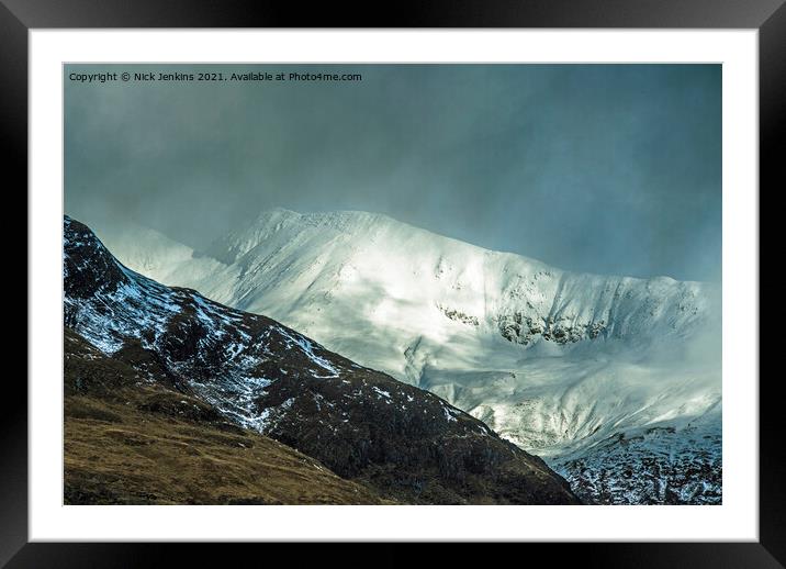 Binnean Mor in the Mamores Scotland Framed Mounted Print by Nick Jenkins