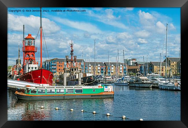 Swansea Marina South Wales with Moorings  Framed Print by Nick Jenkins