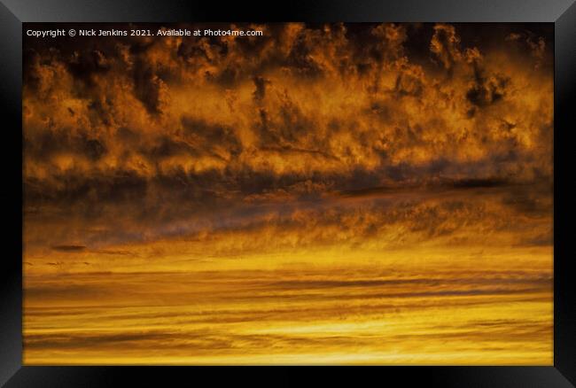 Evening Sunset Clouds over south Wales Framed Print by Nick Jenkins