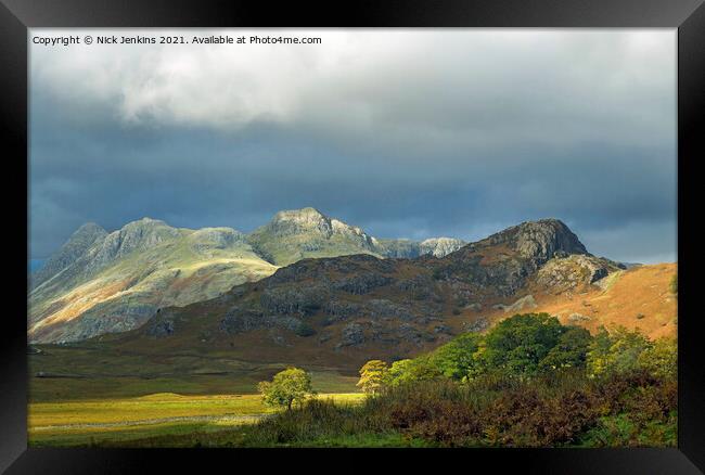 The Langdale Pikes from Blea Tarn Lake District Framed Print by Nick Jenkins