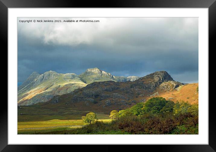 The Langdale Pikes from Blea Tarn Lake District Framed Mounted Print by Nick Jenkins