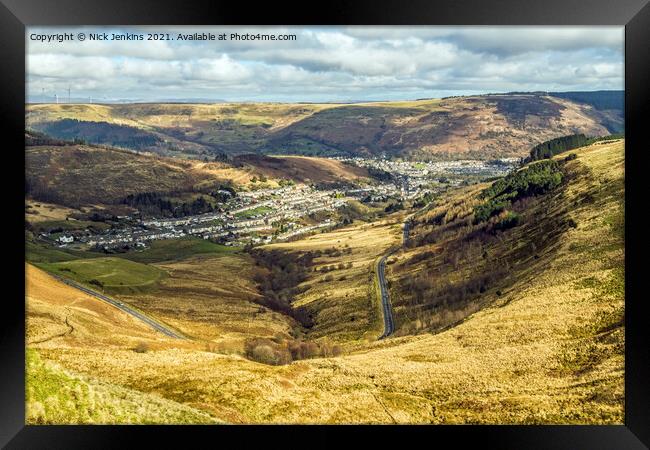 Looking down to Rhondda Fawr from the Rhigos  Framed Print by Nick Jenkins