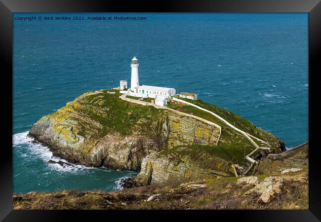 South Stack Lighthouse Holyhead Anglesey Coast l Framed Print by Nick Jenkins