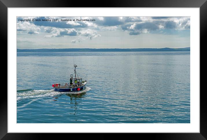 Fishing Boat Leaving Burry Port Harbour Carmarthen Framed Mounted Print by Nick Jenkins