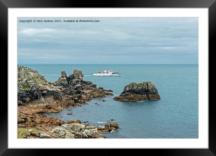The Scillonian passing Peninnis Headland  Framed Mounted Print by Nick Jenkins