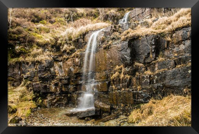 Waterfall beside the A470 over the Brecon Beacons Framed Print by Nick Jenkins