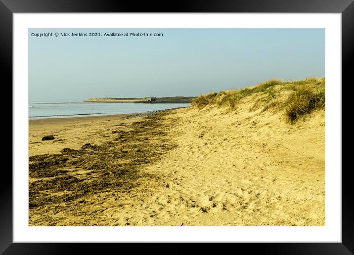 Burry Port Beach looking west Carmarthenshire Framed Mounted Print by Nick Jenkins