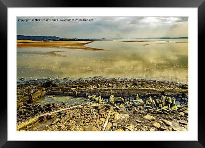 Burry Port Beach West Old Harbour Entrance Framed Mounted Print by Nick Jenkins