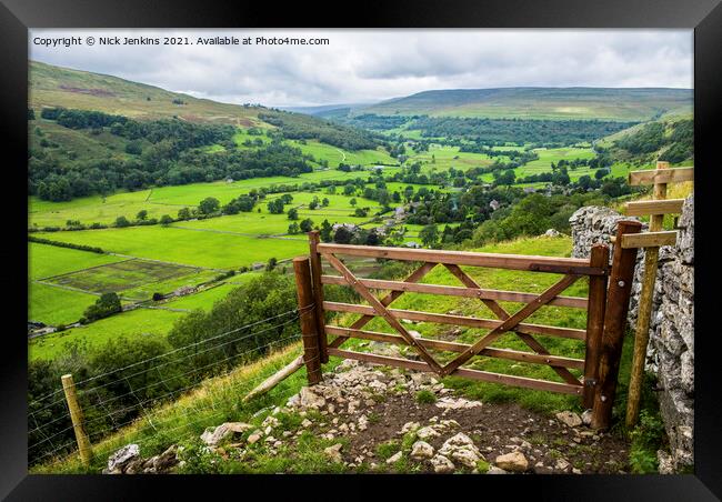 To Upper Wharfedale from Path to Buckden Pike Framed Print by Nick Jenkins