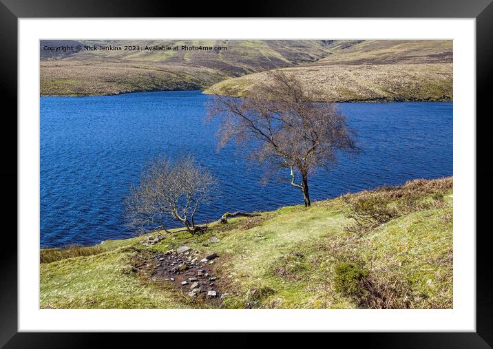 Trees at the Grwyne Fawr Reservoir Black Mountains Framed Mounted Print by Nick Jenkins