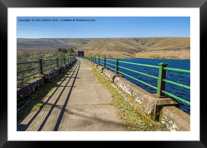 Top of the Grwyne Reservoir Dam Black Mountains  Framed Mounted Print by Nick Jenkins