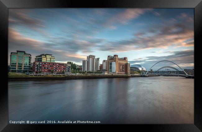Newcastle Quayside at sunset Framed Print by gary ward